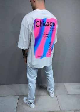 Футболка оверсайз мужская с принтом на спине белая MFStore Изображение Футболка оверсайз мужская с принтом на спине белая MFStore