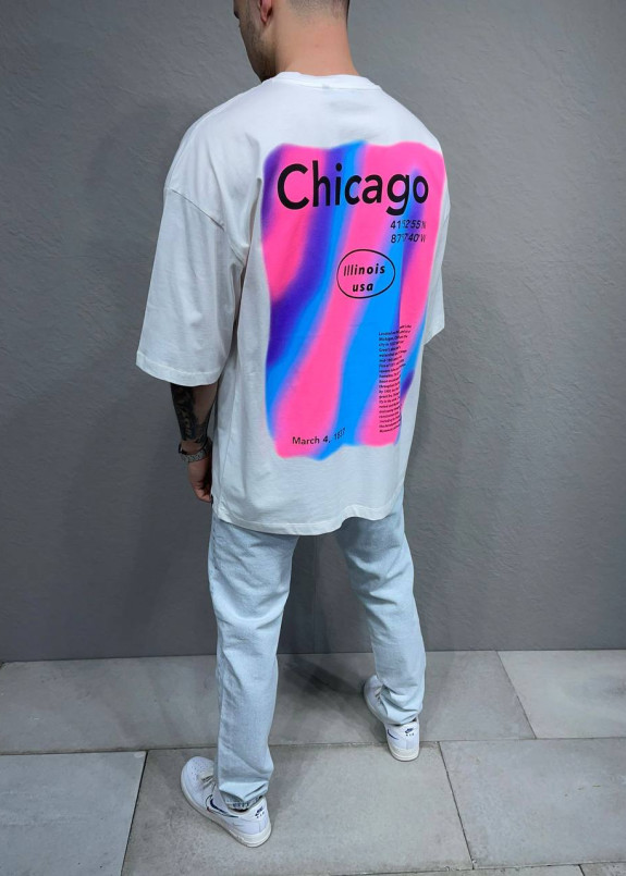 Футболка оверсайз мужская с принтом на спине белая MFStore Изображение Футболка оверсайз мужская с принтом на спине белая MFStore