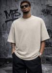 Футболка оверсайз виварена з текстом на спині беж MFStore Изображение Футболка оверсайз виварена з текстом на спині беж MFStore
