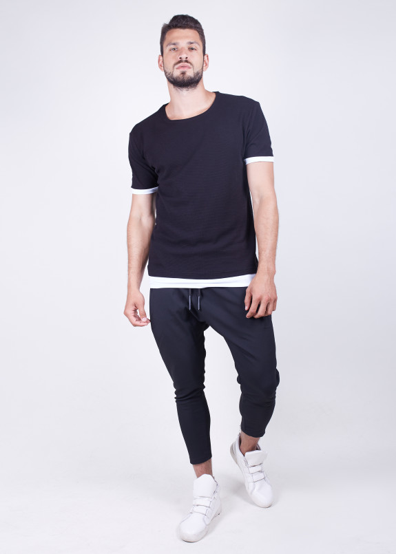 Футболка базовая черная с белой вставкой MFStore Изображение Футболка базовая черная с белой вставкой MFStore