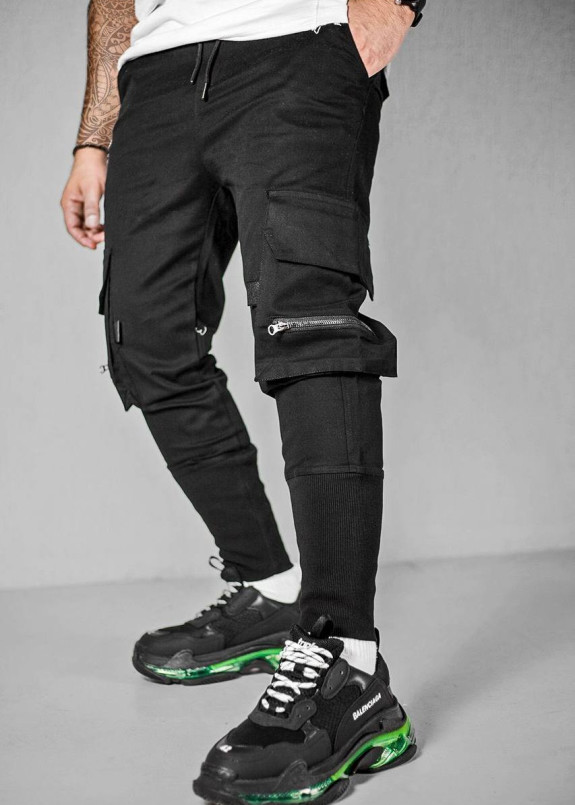 Штани карго чоловічі на манжетах чорні MFStore Изображение Штани карго чоловічі на манжетах чорні MFStore