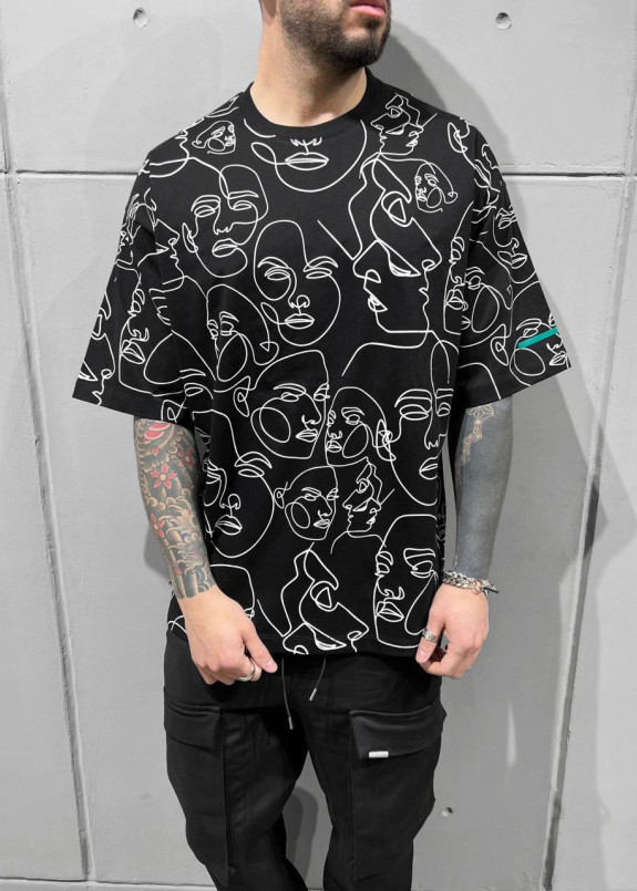 Дизайнерская футболка оверсайз с принтом черная MFStore Изображение Дизайнерская футболка оверсайз с принтом черная MFStore