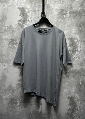 Футболка вільного крою скошена сіра MFStore Изображение Футболка вільного крою скошена сіра MFStore