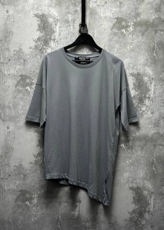 Футболка вільного крою скошена сіра MFStore Изображение Футболка вільного крою скошена сіра MFStore