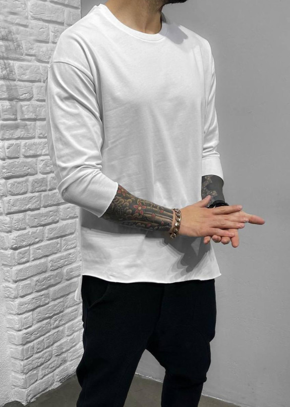 Ассиметричный белый лонг с необработанным краем MFStore Изображение Ассиметричный белый лонг с необработанным краем MFStore