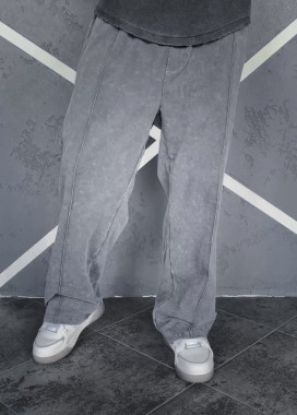 Стильні штани вільного крою з блискавками знизу сірі MFStore Изображение Стильні штани вільного крою з блискавками знизу сірі MFStore