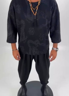 Футболка кімано вільного крою з драконами чорна MFStore Изображение Футболка кімано вільного крою з драконами чорна MFStore