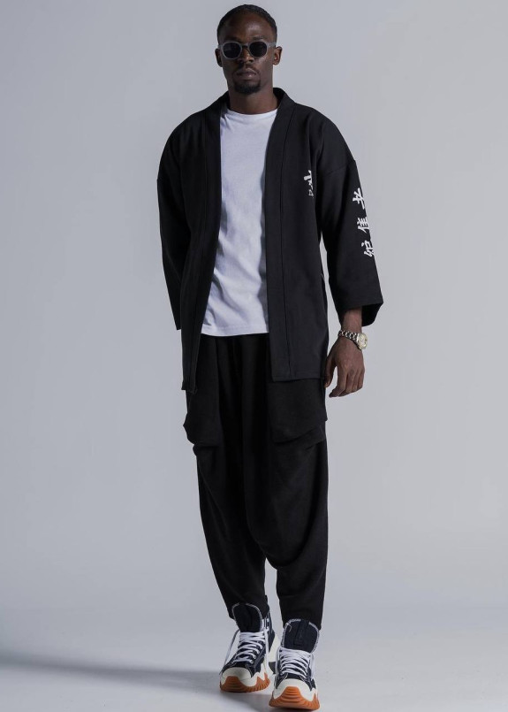 Кімоно оверсайз з принтом на спині чорне MFStore Изображение Кімоно оверсайз з принтом на спині чорне MFStore