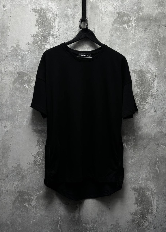 Футболка вільного крою с застібками по боках чорна MFStore Изображение Футболка вільного крою с застібками по боках чорна MFStore