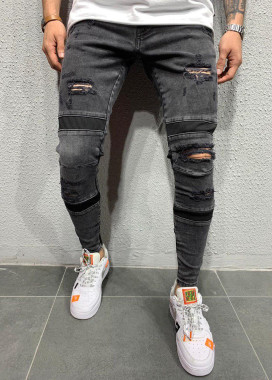 Джинсы с текстильными вставками над и под коленом MFStore Изображение Джинсы с текстильными вставками над и под коленом MFStore