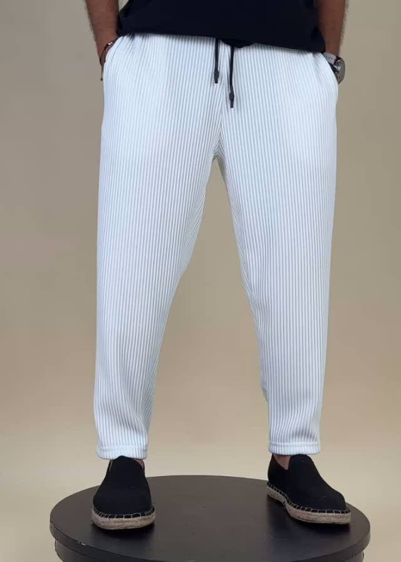Штани вільного крою звужені білі в смужку MFStore Изображение Штани вільного крою звужені білі в смужку MFStore