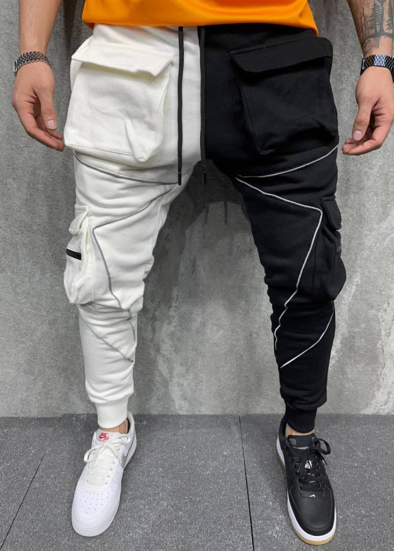 Штаны черно-белые спортивные со светоотражающими вставками MFStore Изображение Штаны черно-белые спортивные со светоотражающими вставками MFStore