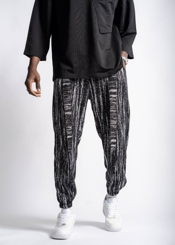 Штани вільного крою у смужку чорні-білі MFStore Изображение Штани вільного крою у смужку чорні-білі MFStore