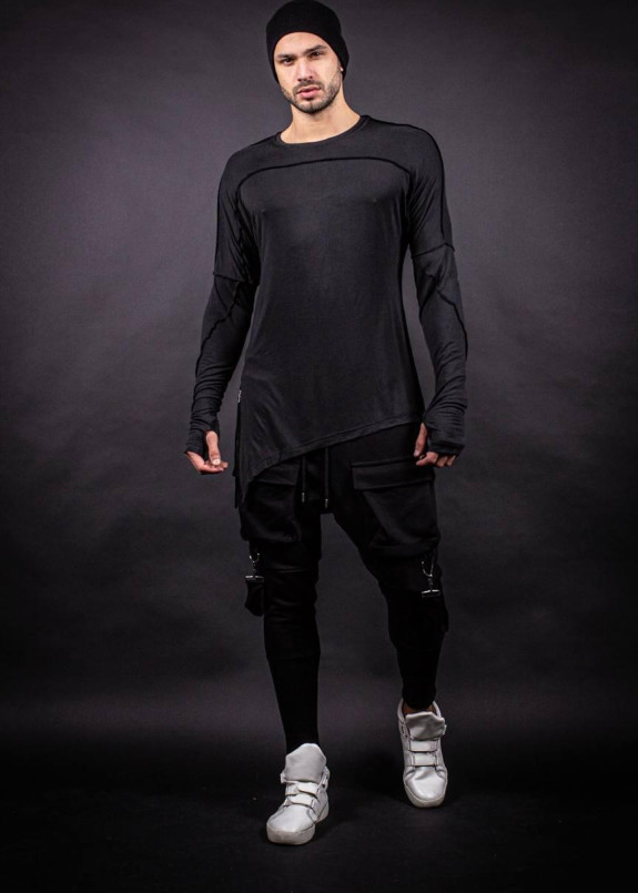 Асимметричный лонгслив с пальцем MFStore Изображение Асимметричный лонгслив с пальцем MFStore