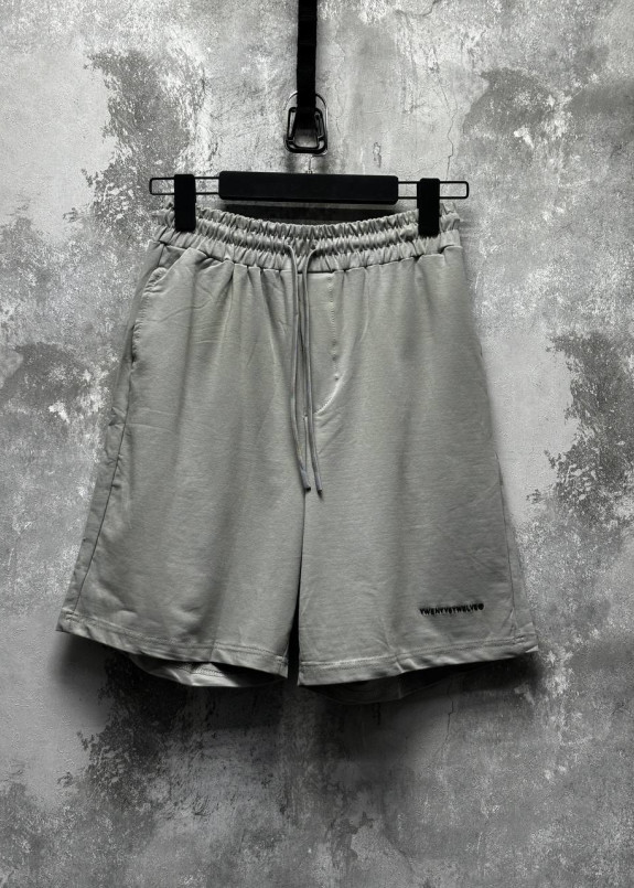 Стильні шорти вільного крою з текстом сірі MFStore Изображение Стильні шорти вільного крою з текстом сірі MFStore