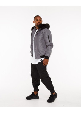 Куртка мужская с капюшоном серая Изображение Куртка мужская с капюшоном серая