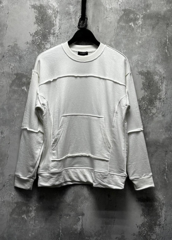 Лонгслів оверсайз з карманами спереду білий MFStore Изображение Лонгслів оверсайз з карманами спереду білий MFStore