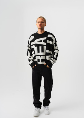 Светр вільного крою з текстом чорний MFStore Изображение Светр вільного крою з текстом чорний MFStore