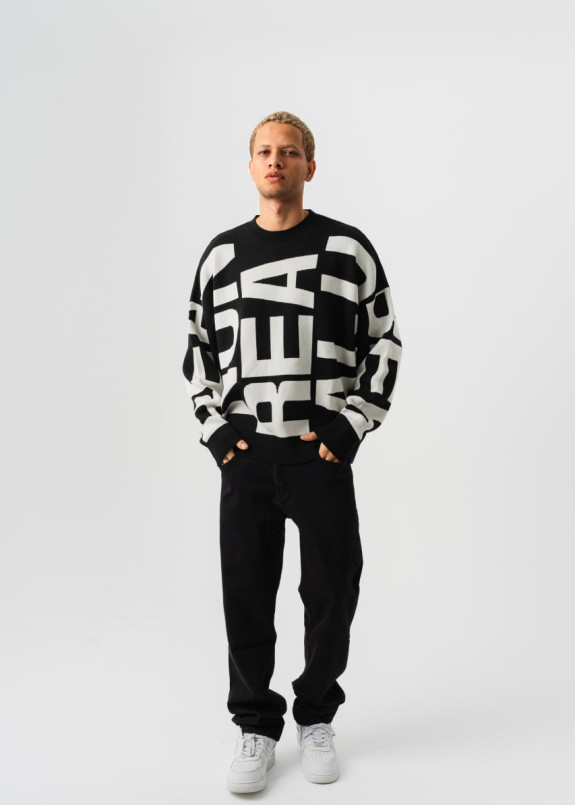 Светр вільного крою з текстом чорний MFStore Изображение Светр вільного крою з текстом чорний MFStore