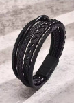 Плетений шкіряний багатошаровий браслет чорний MFStore Изображение Плетений шкіряний багатошаровий браслет чорний MFStore
